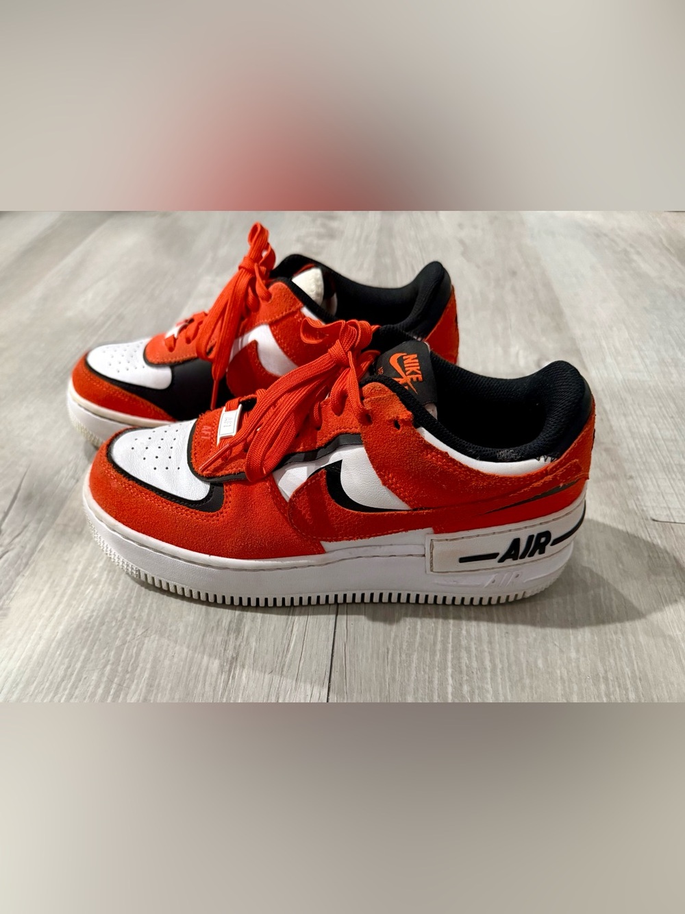 Nike Air Force 1 Low Top Lace-Up Women’s Colorblock Sneaker Orange/White/Black